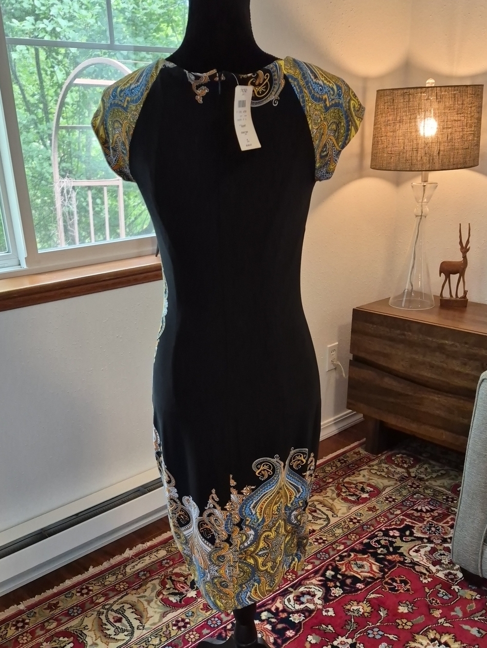 CACHE Y2K Long Body Con Sheath Dress Black Medium NWT - Picture 6 of 7